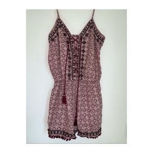Bohemian Style Romper-Burgundy